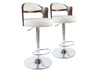 Tabouret design RUBAN Bois Noisette et Blanc