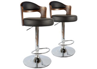 Tabouret design RUBAN Bois Noisette et Noir