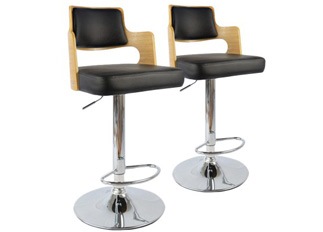 Tabouret design RUSSO Chêne Clair et Noir