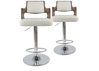 Tabouret design RUSSO Bois Noisette et Blanc