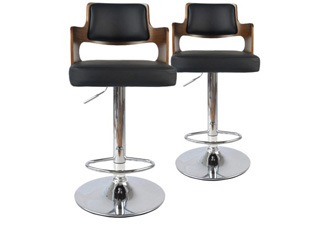 Tabouret design RUSSO Bois Noisette et Noir