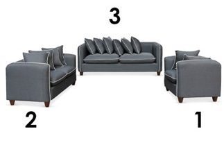 Set 3 Pietrus Gris avec liseré blanc tissu