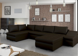 Canapé d'angle convertible design GIORNO marron