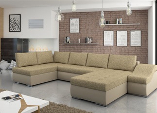 Canapé d'angle convertible design GIORNO beige