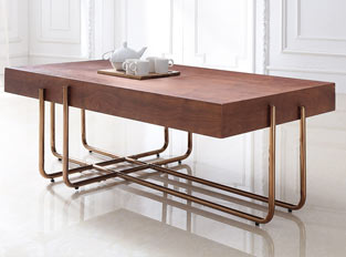Table basse cuivre et bois design FORESTI