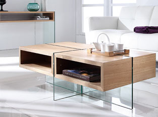 Table basse bois et verre WOODI