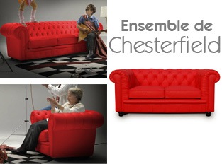 Set 3 Chesterfield rouge