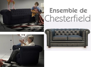 Set 3 Chesterfield noir
