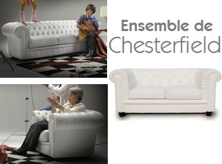 Set 3 Chesterfield Blanc