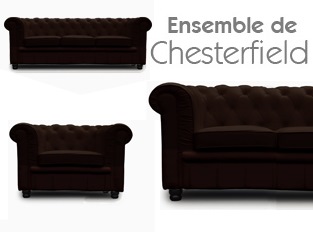 Set 3 Chesterfield marron