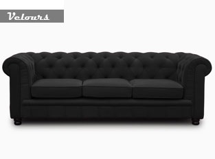 Chesterfield 3 places velours noir