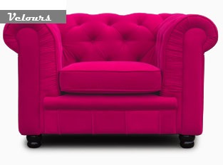 Fauteuil Chesterfield 1 place rose velours