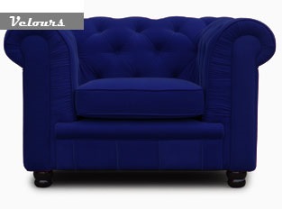 Fauteuil Chesterfield 1 place bleu velours