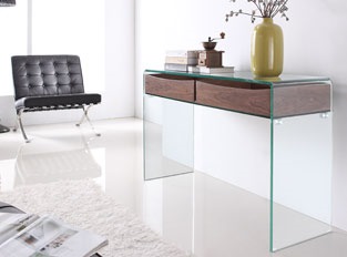 Console design en verre et bois Glasswood