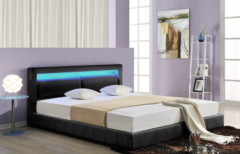 Lit led Carlo Noir 140cm