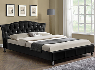 Lit capitonné Milano 140cm en noir