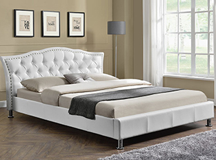 Lit capitonné Milano 140cm en blanc