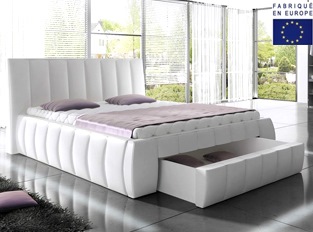 Lit design coffre de rangement ROMA 140X200 BLANC