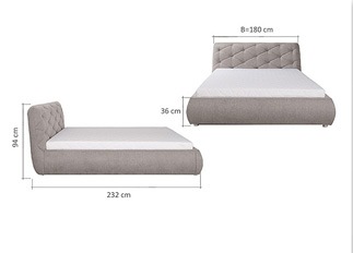 Lit design FLEUR beige 140 cm