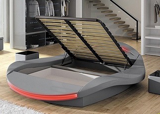 Lit LED design FIONA gris 140 cm