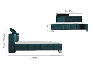 Lit design SANTO turquoise 140 cm