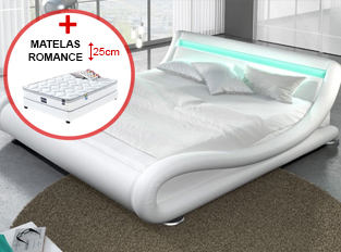 Lit led JULIA Blanc 160cm avec Matelas Romance