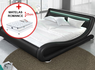 Lit led JULIA Noir 160cm avec Matelas Romance