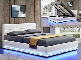 Lit led avec coffre de rangement AVA Blanc 160 cm