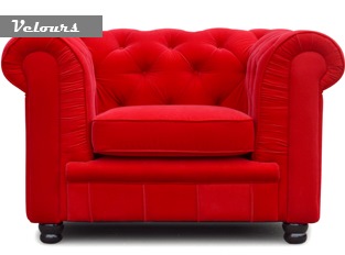 Chesterfield 1 place velours rouge
