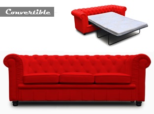 Chesterfield convertible 3 places rouge
