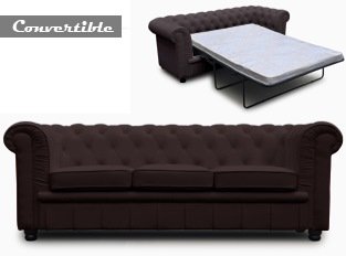 Chesterfield convertible 3 places marron