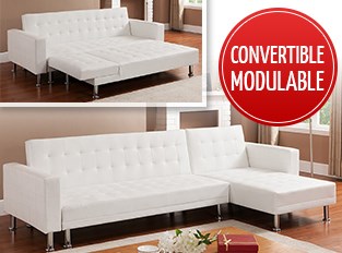 Canapé d'angle convertible Blanc LOS