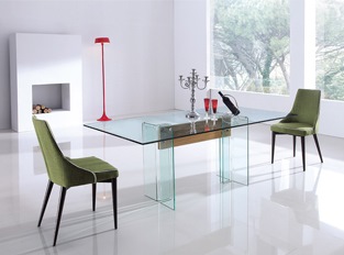 Table à manger en verre et bois design Glasswood