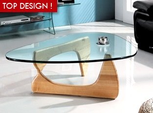Table basse en verre et bois solide