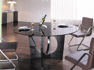 Table à manger ronde en verre Madisson